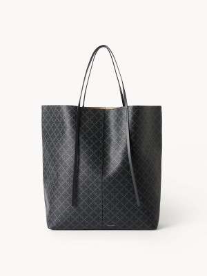 By Malene Birger Abrille Printed Tote Laukut Charcoal | FI_BB21818