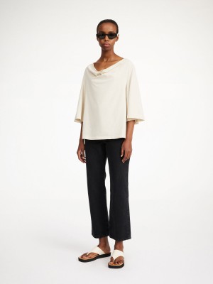 By Malene Birger Bryar Organic Cotton T-shirt Topit Oyster Gray | FI_BB77700