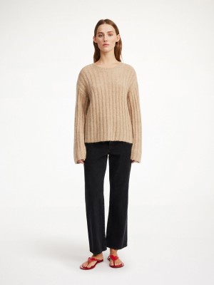 By Malene Birger Cierra Ribbed Sweater Neuleet Beige | FI_BB47110