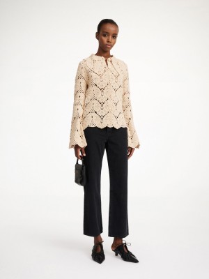 By Malene Birger Gwenevere Crochet Shirt Neuleet Oyster Gray | FI_BB23949