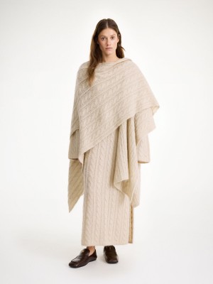 By Malene Birger Kassillas Wool-blend Poncho Neuleet Oyster Gray | FI_BB73026