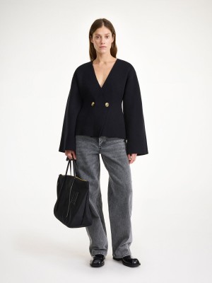 By Malene Birger Tinley Wool-blend Cardigan Neuleet Mustat | FI_BB11674