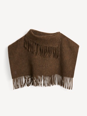 By Malene Birger Turtla Wool Fringe Bib Huivit Shitake | FI_BB78017