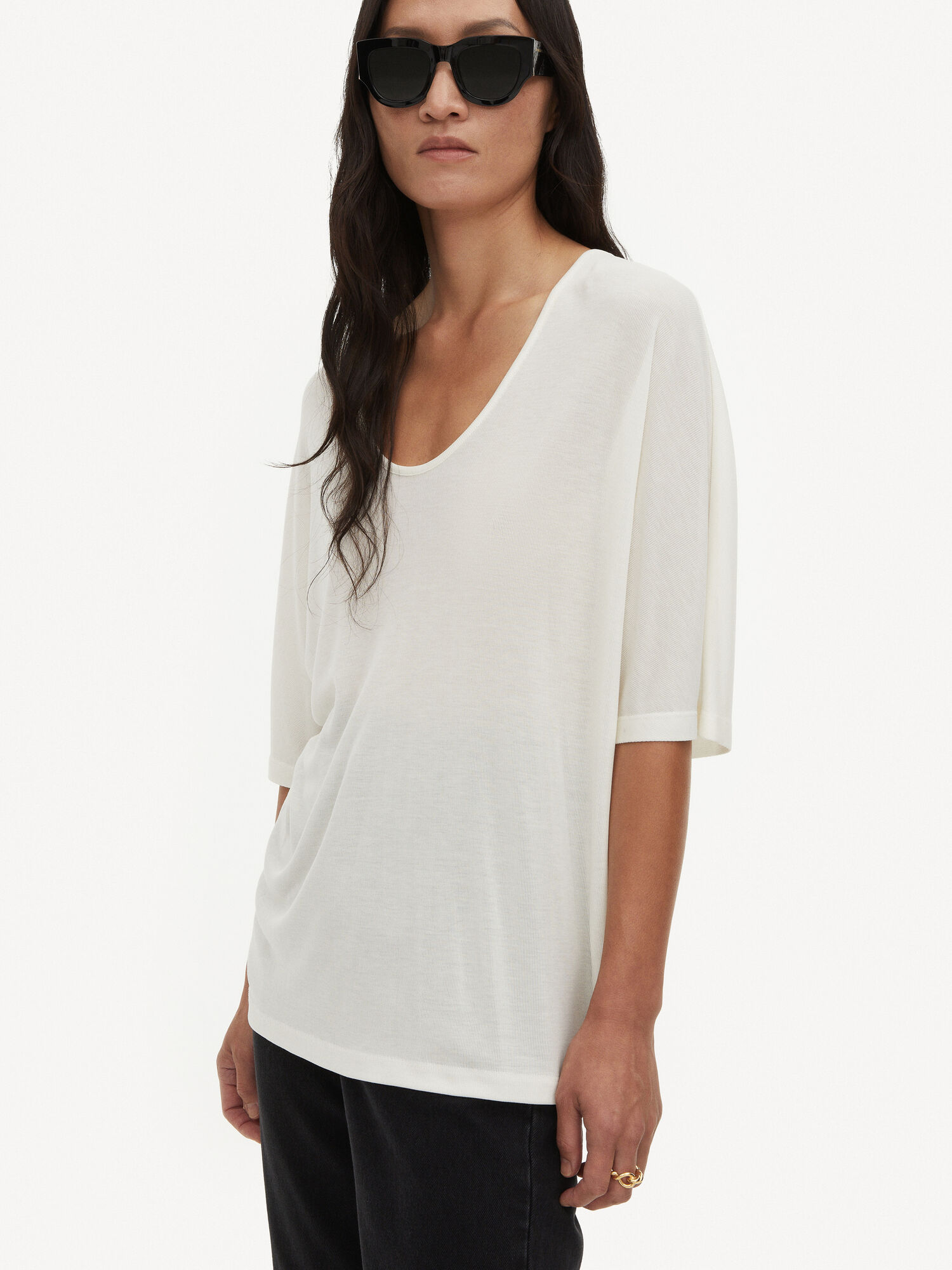 By Malene Birger Cevina Oversized T-shirt Topit Valkoinen | FI_BB45556