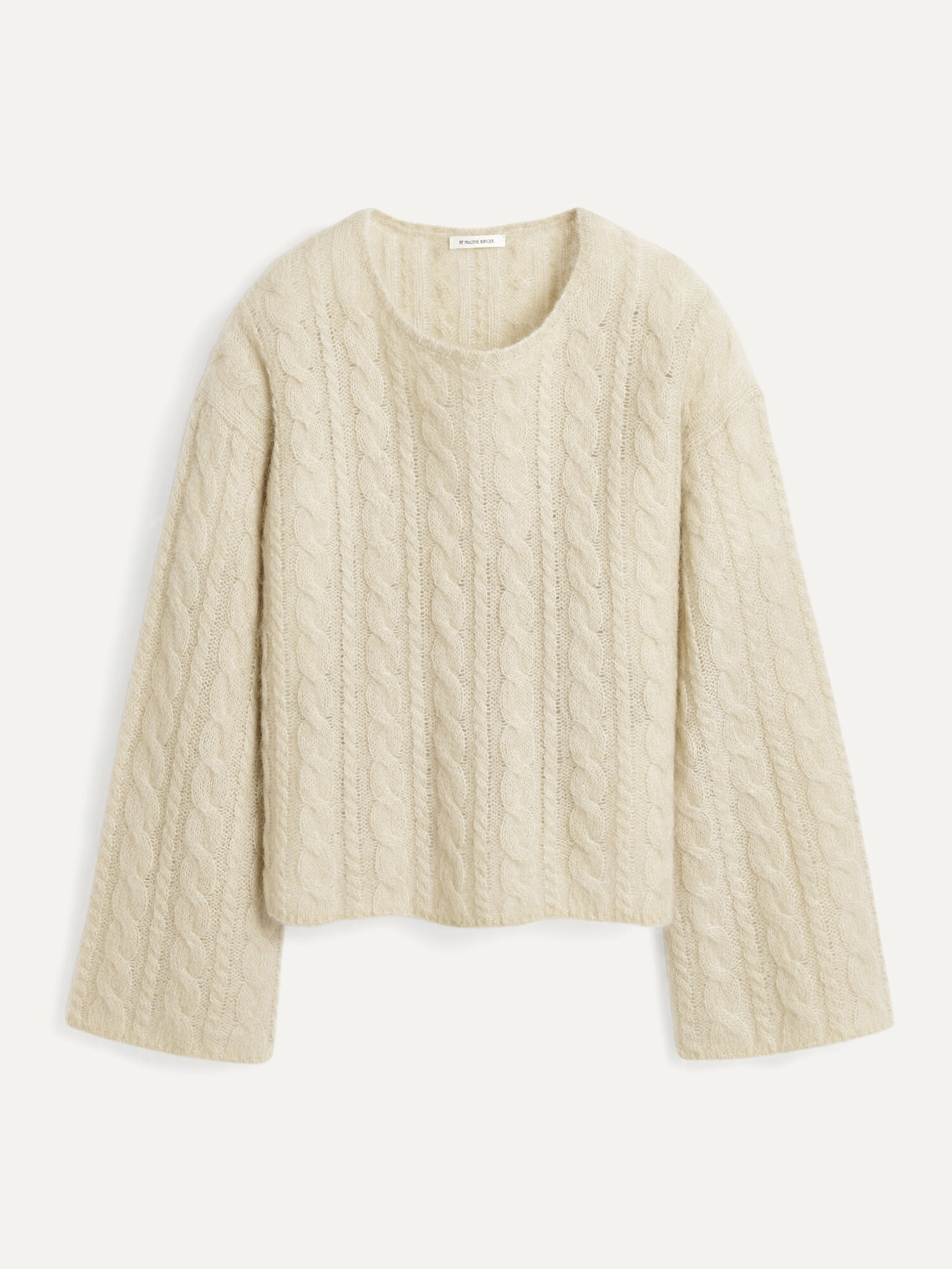 By Malene Birger Cierra Cable-knit Sweater Neuleet Oyster Gray | FI_BB66976