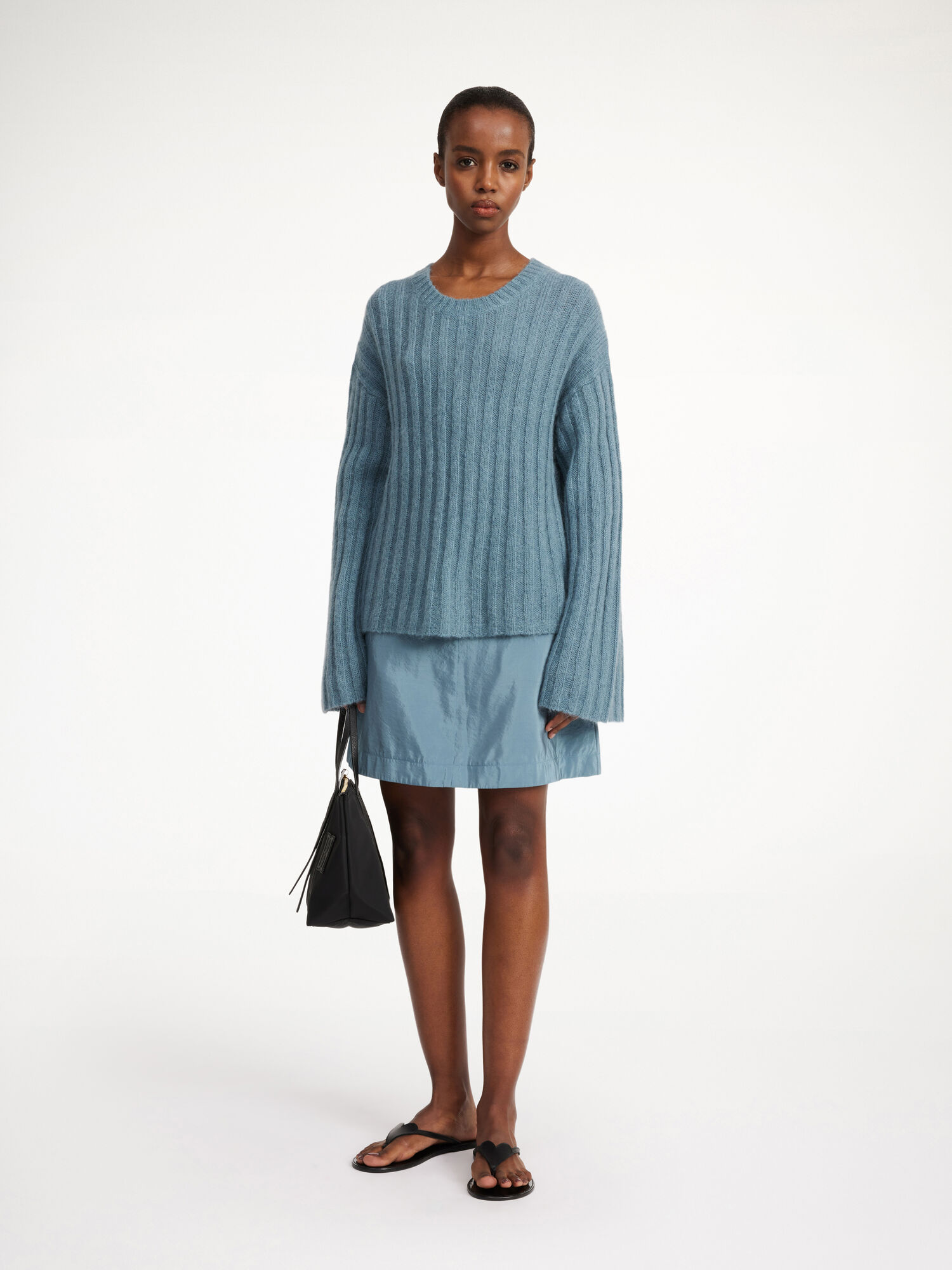 By Malene Birger Cierra Ribbed Sweater Neuleet Cool Water | FI_BB85661