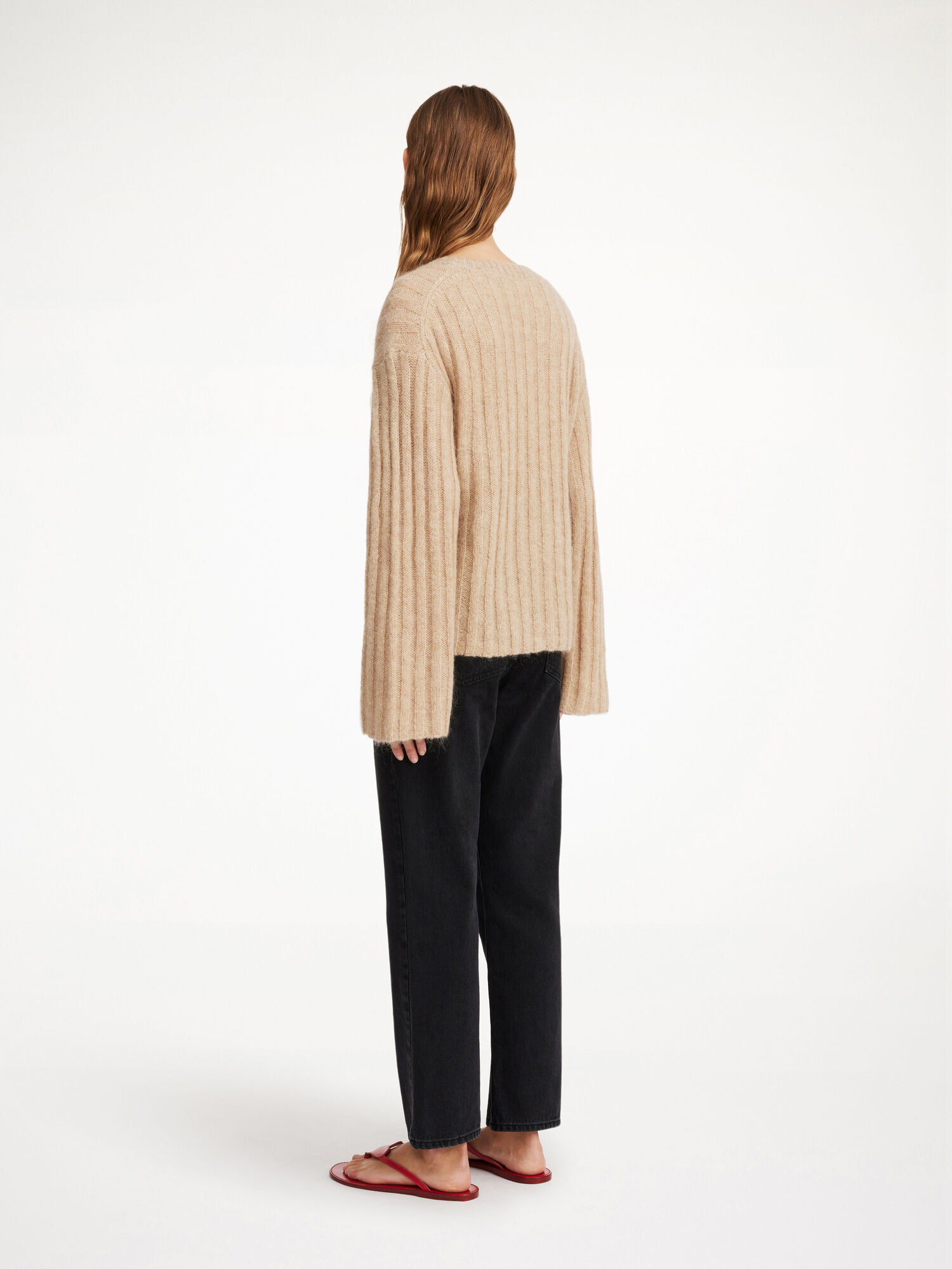 By Malene Birger Cierra Ribbed Sweater Neuleet Beige | FI_BB47110