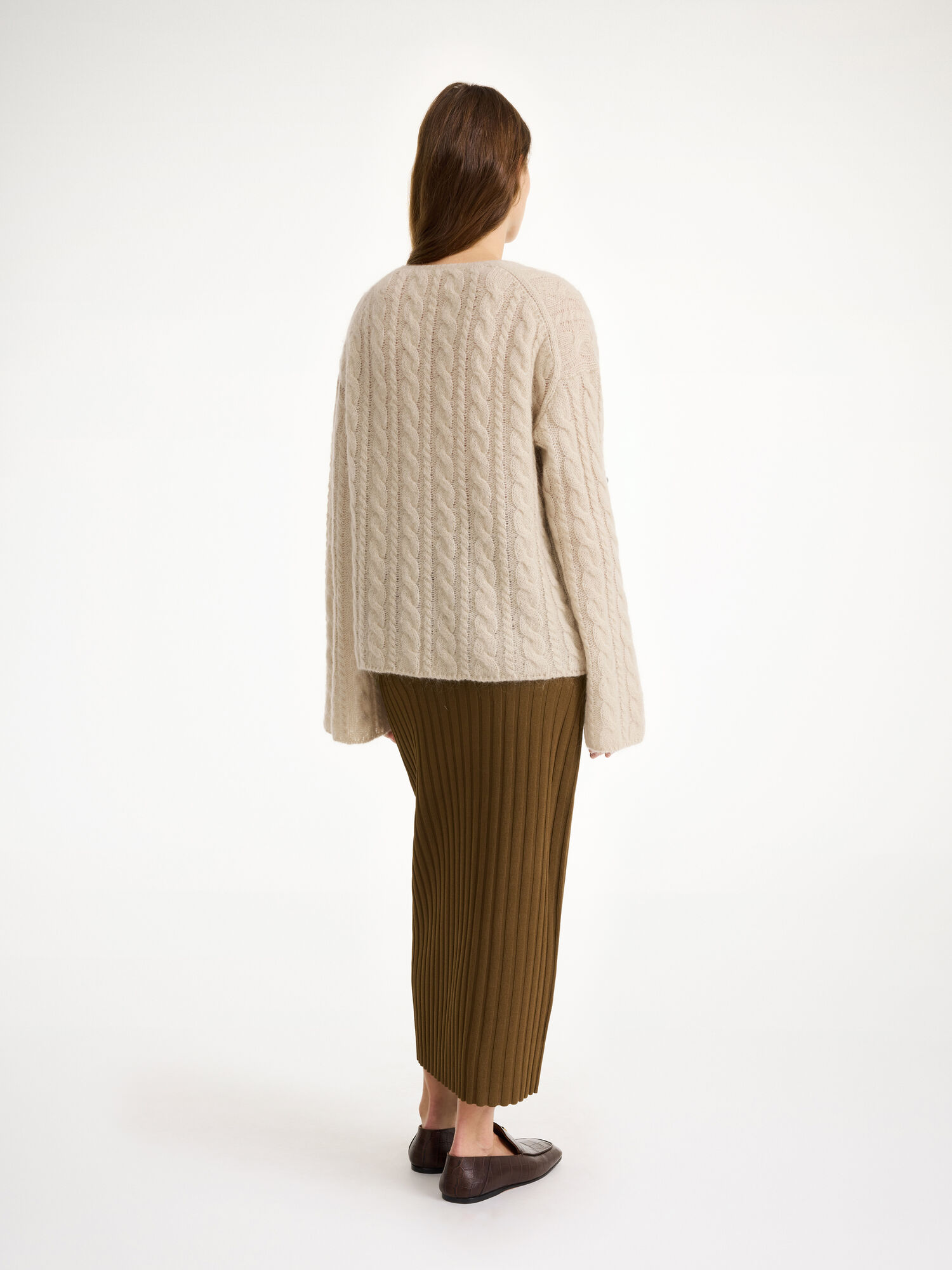 By Malene Birger Cimone Cable-knit Sweater Neuleet Oyster Gray | FI_BB68256