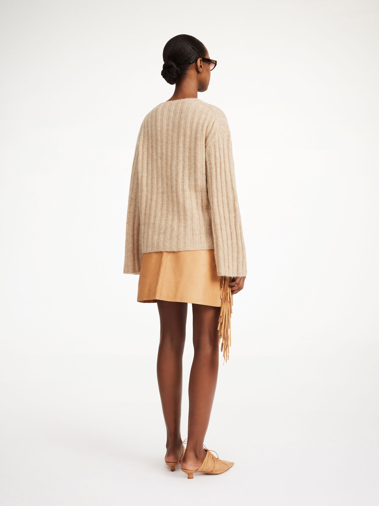 By Malene Birger Cimone Ribbed Sweater Neuleet Beige | FI_BB12529