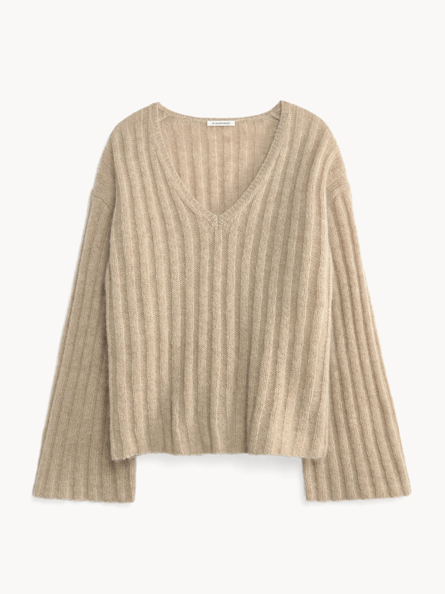 By Malene Birger Cimone Ribbed Sweater Neuleet Beige | FI_BB12529