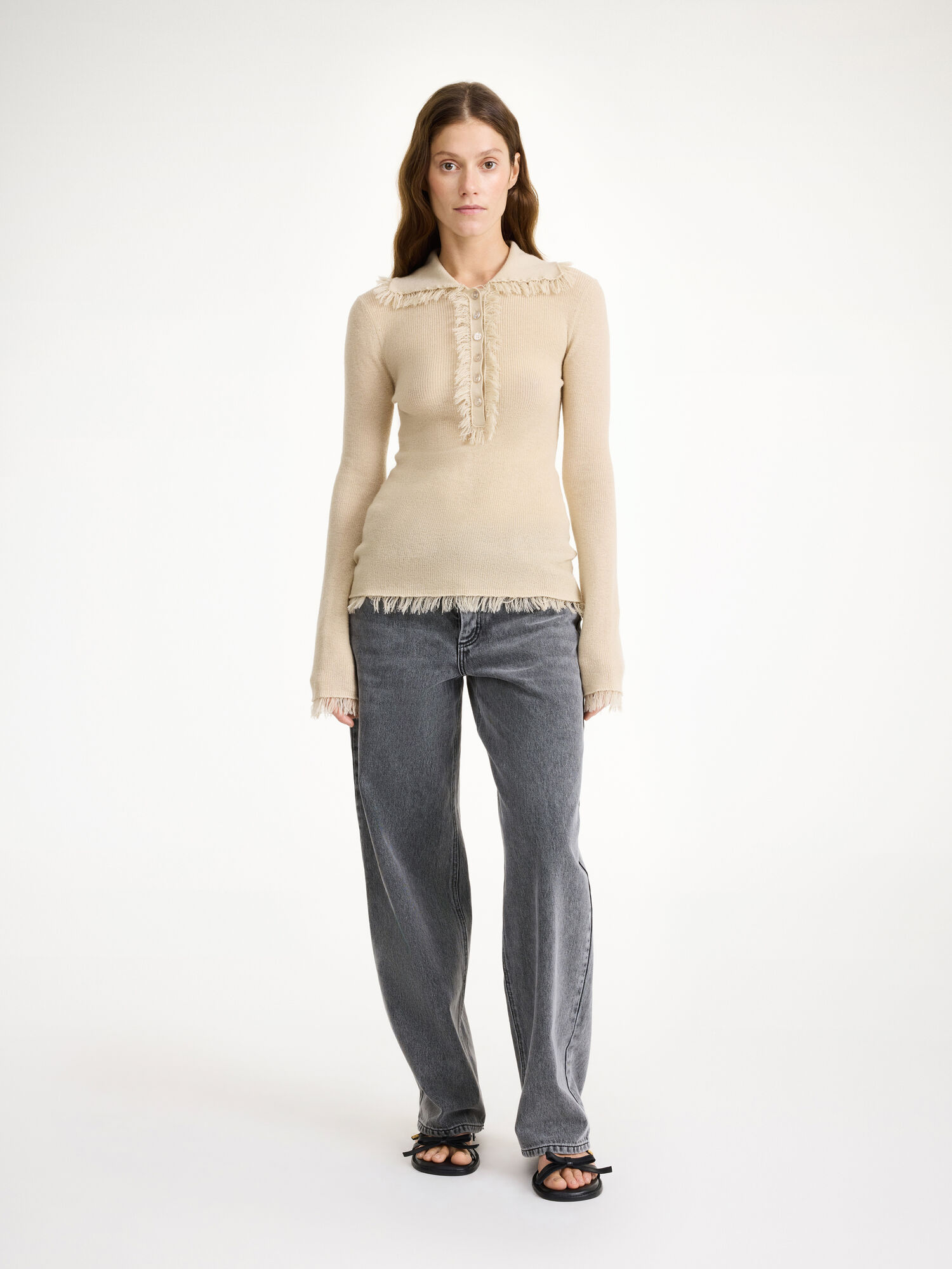 By Malene Birger Dreele Wool-blend Sweater Neuleet Oyster Gray | FI_BB97826