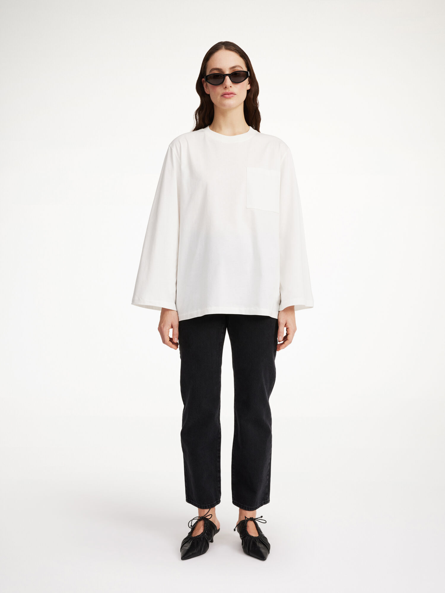 By Malene Birger Fayeh Oversized Longsleeve Topit Valkoinen | FI_BB62872