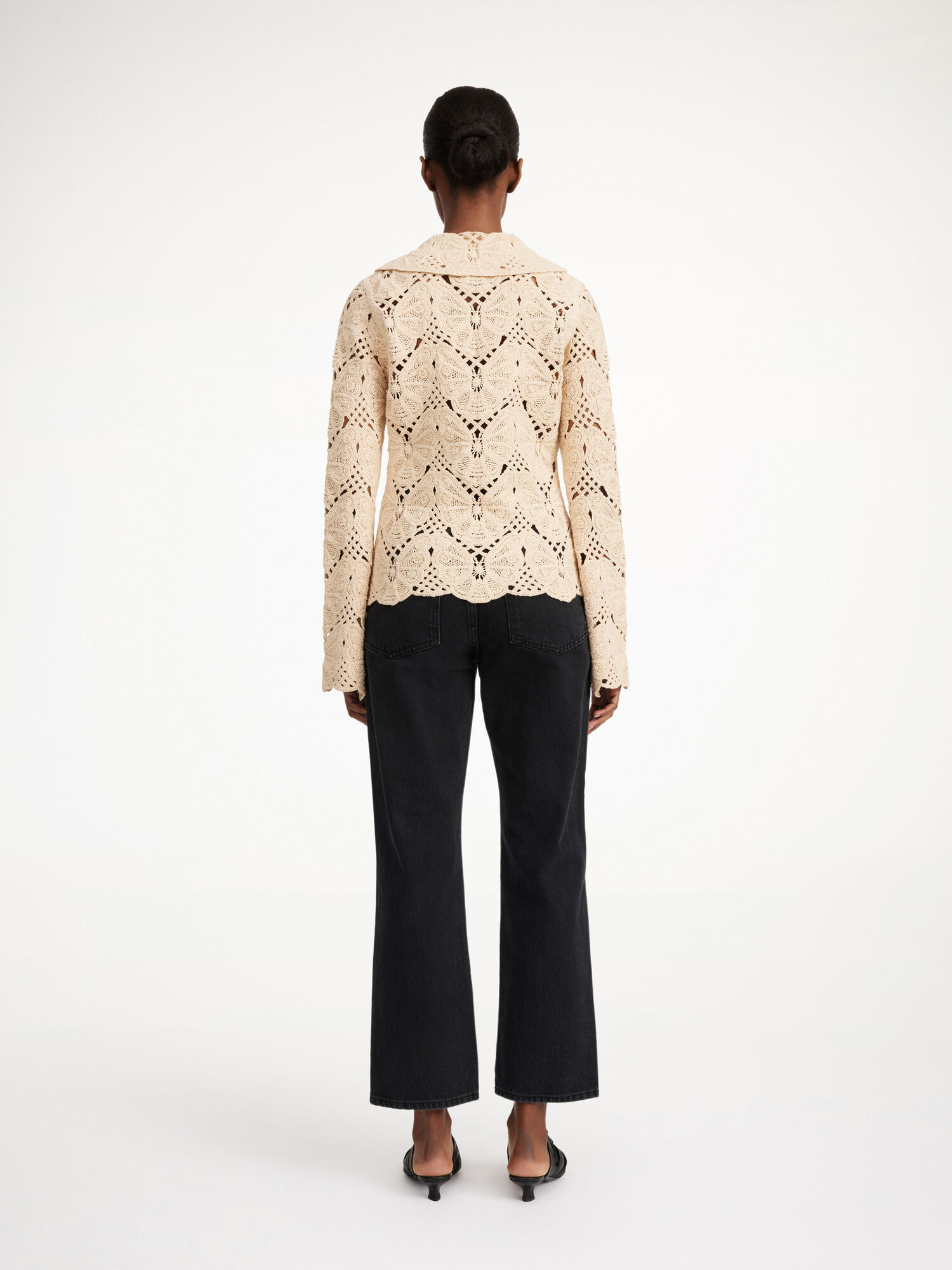 By Malene Birger Gwenevere Crochet Shirt Neuleet Oyster Gray | FI_BB23949