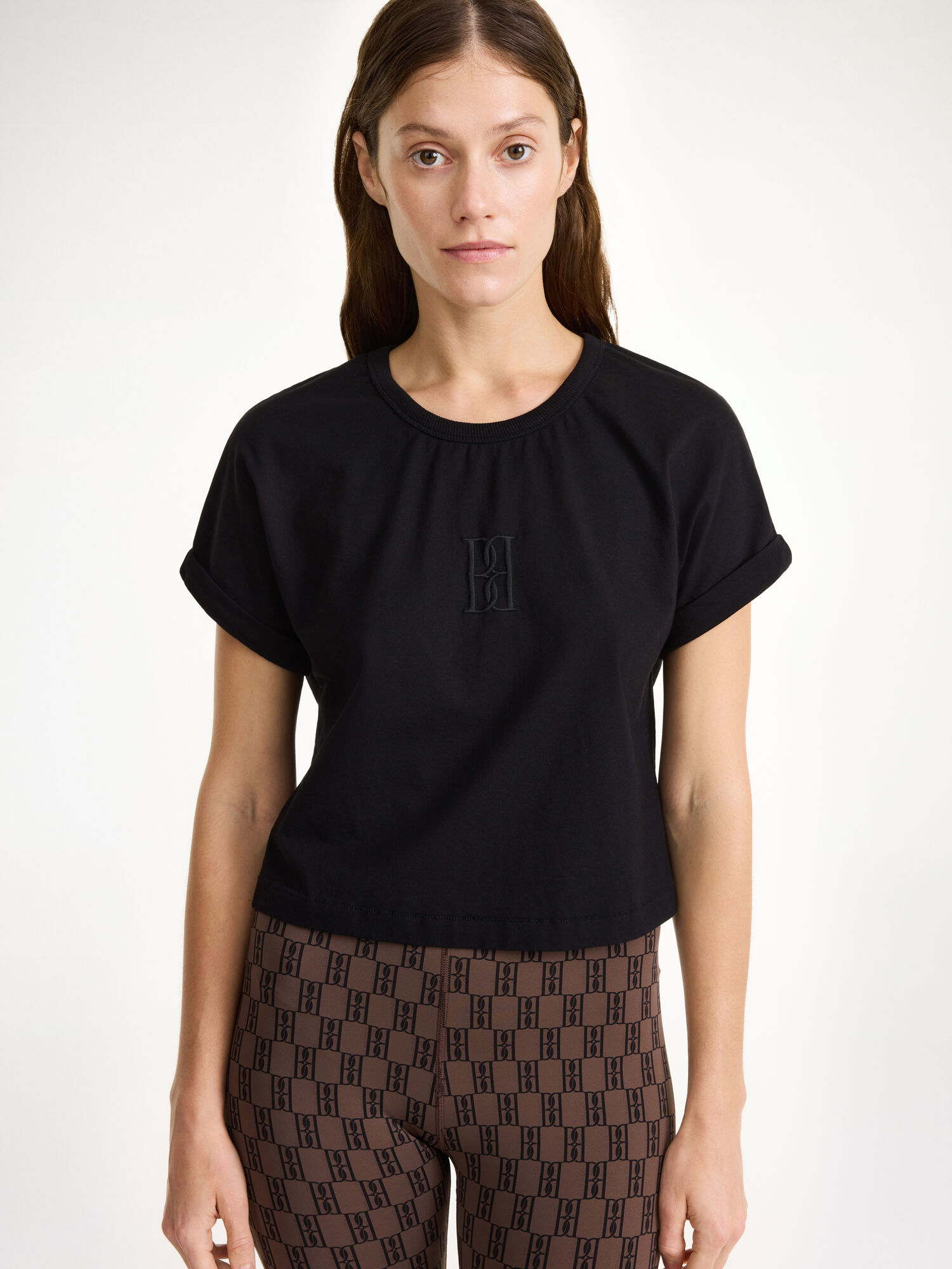 By Malene Birger Hedalia Organic Cotton T-shirt Topit Mustat | FI_BB40101