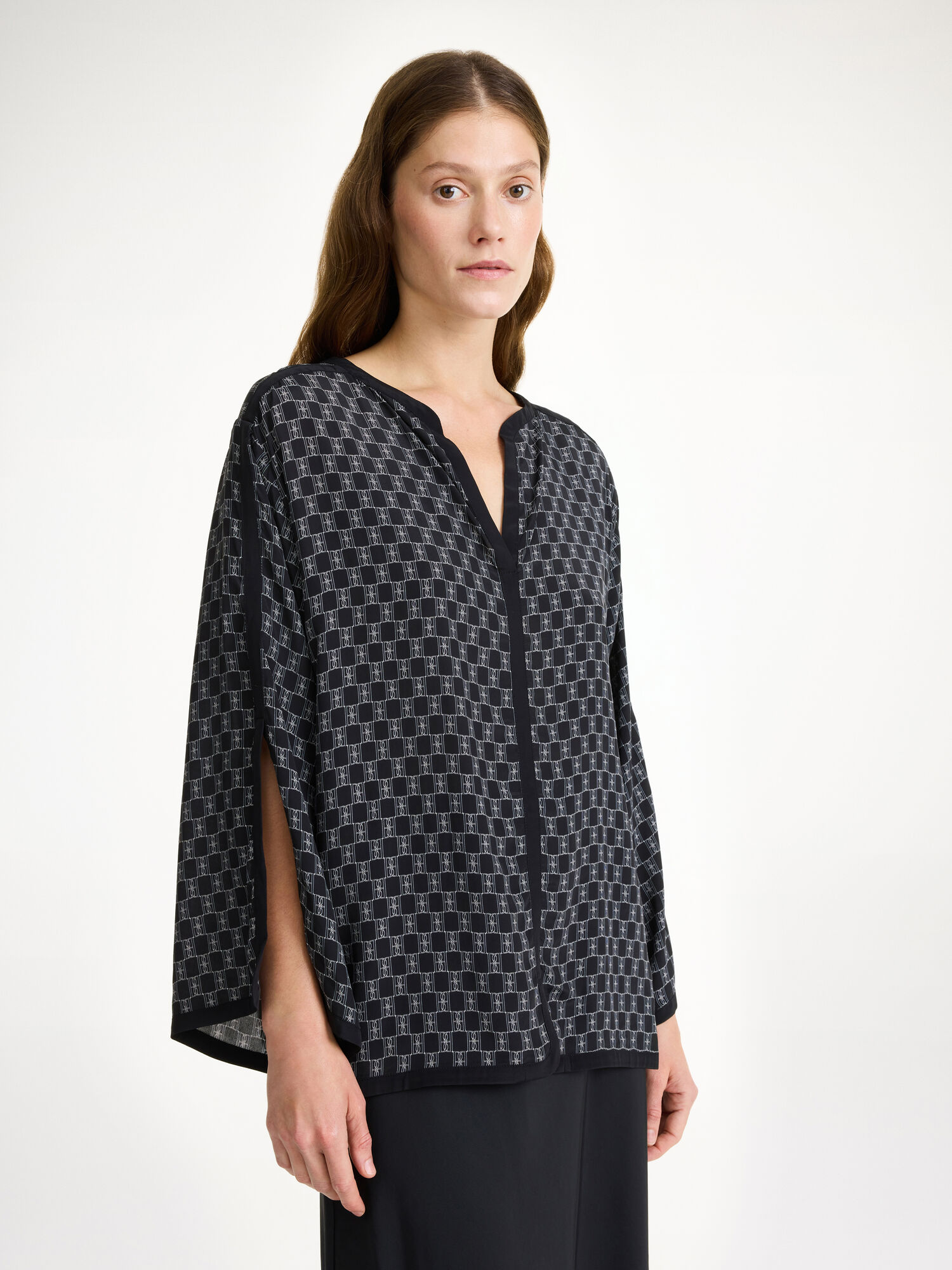 By Malene Birger Plazzo Blouse Paidat Mono lined 050 | FI_BB12389