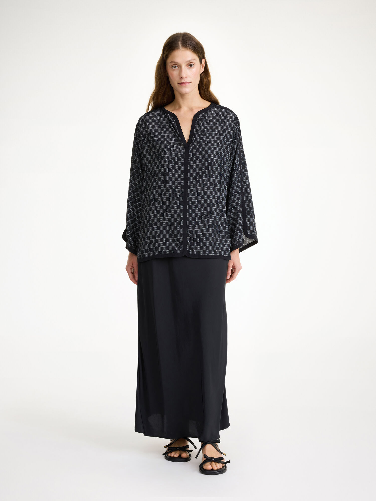 By Malene Birger Plazzo Blouse Paidat Mono lined 050 | FI_BB12389