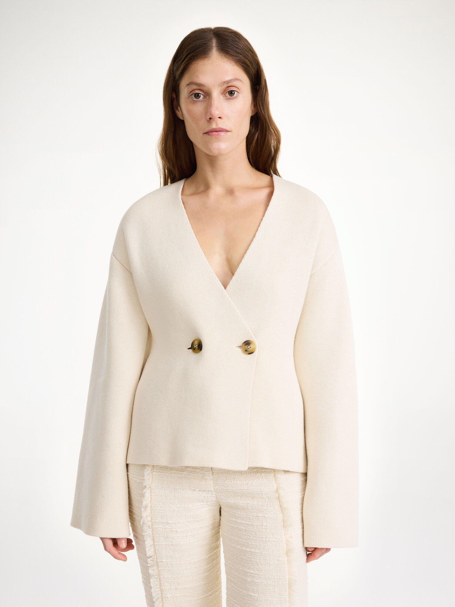 By Malene Birger Tinley Wool-blend Cardigan Neuleet Valkoinen | FI_BB17939