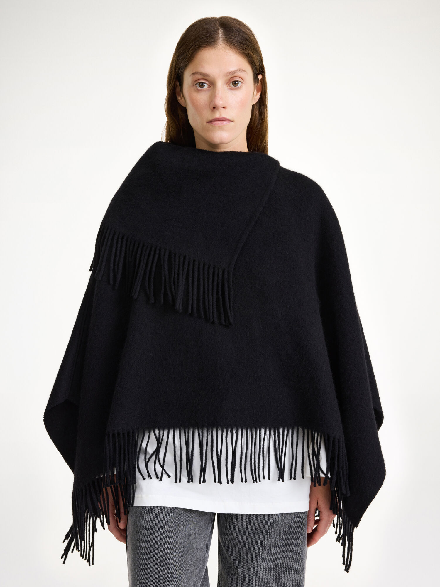 By Malene Birger Turtma Wool Fringe Bib Huivit Mustat | FI_BB48867